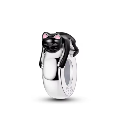 Conta em Prata 925, Gatinho Preto (1322)