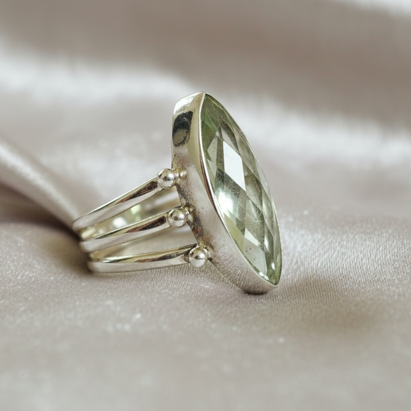 Bague en Argent 925 avec Pierre Naturelle Améthyste T:8