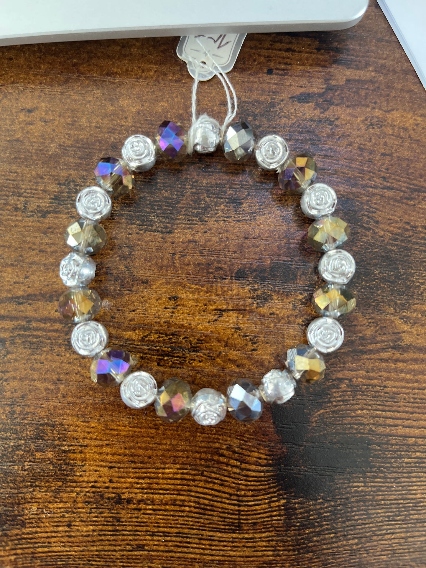 Pulseira de Senhora com Cristal Rosa e Cinza