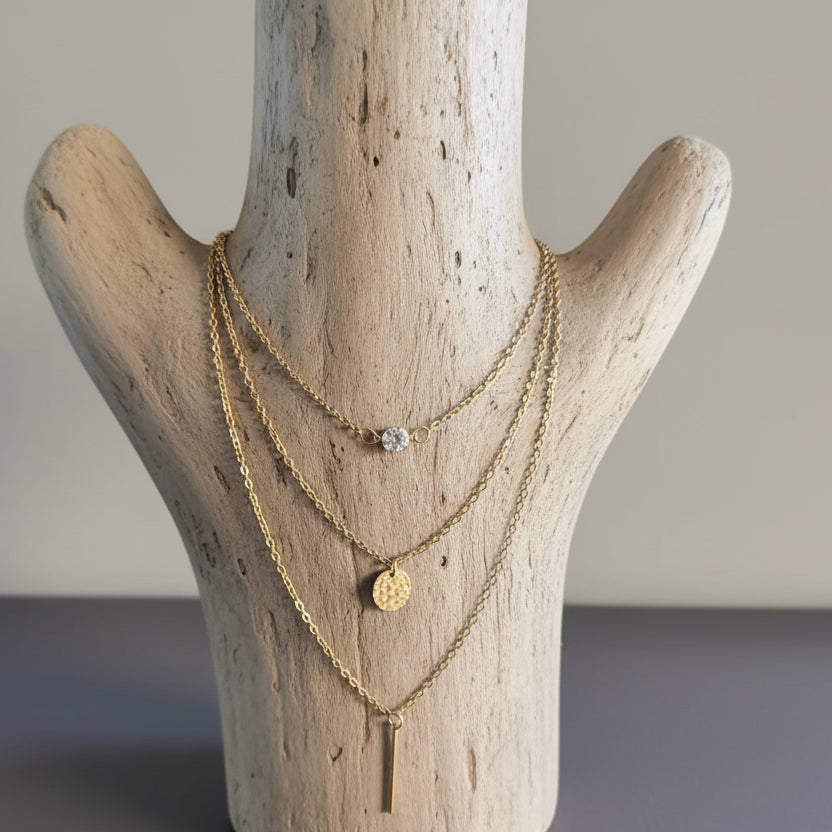 Collier Fantaisie Femme Géométrique 3 Couches