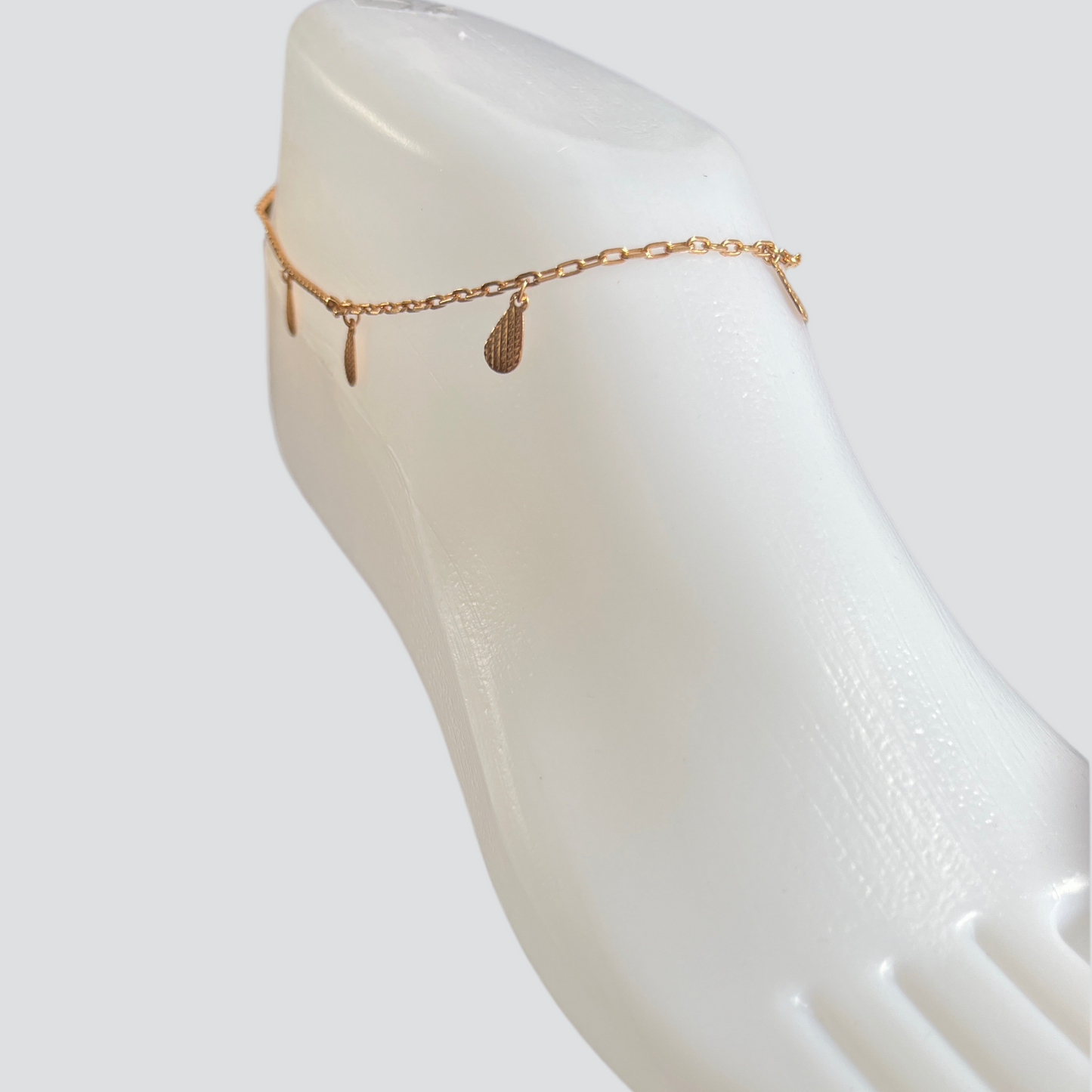 Pulseira Tornozelo de Senhora em Ouro Laminado 10K, Lágrima
