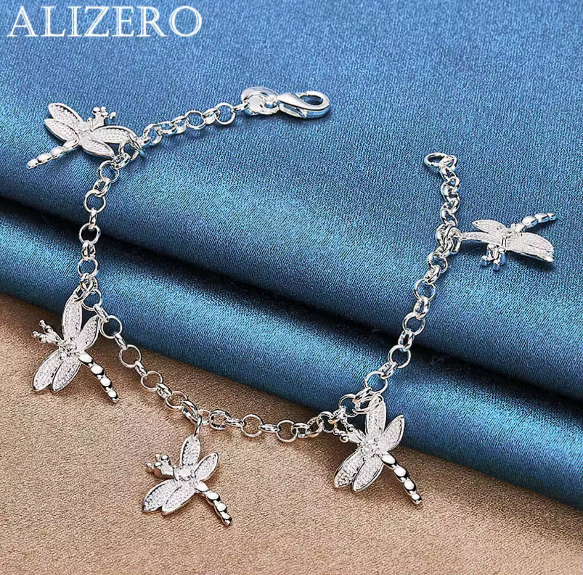 Pulseira Alizero em prata 925 esterlina, cristal zircão libélulas
