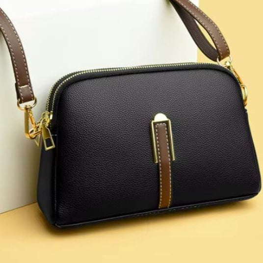 Mala de Ombro Classic Contrast – Elegância em Preto e Castanho