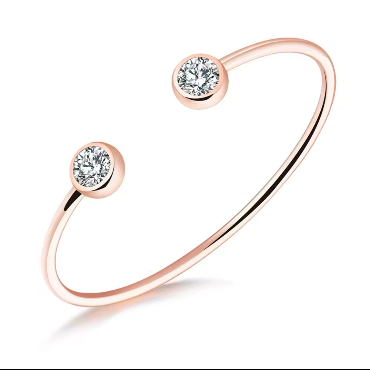 Pulseira Bangle Rose Gold Duo – Detalhes em Zircónia Premium