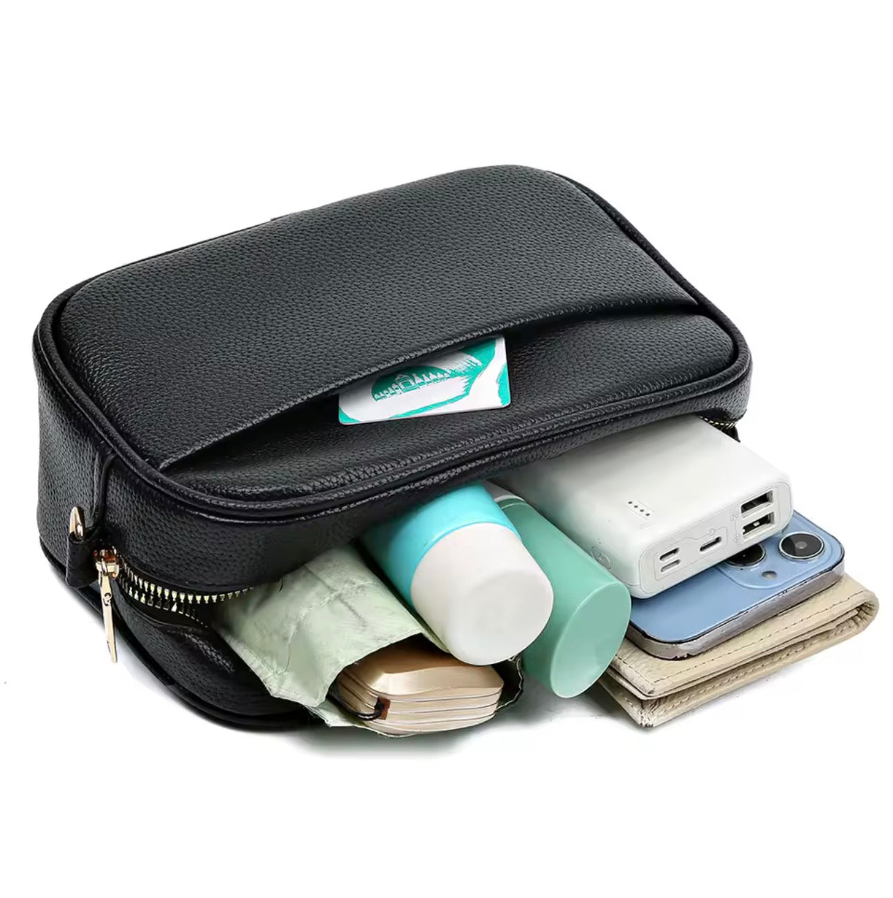 Bolsa CrossBody de Senhora em Couro Pu com Duas Alças, Azul
