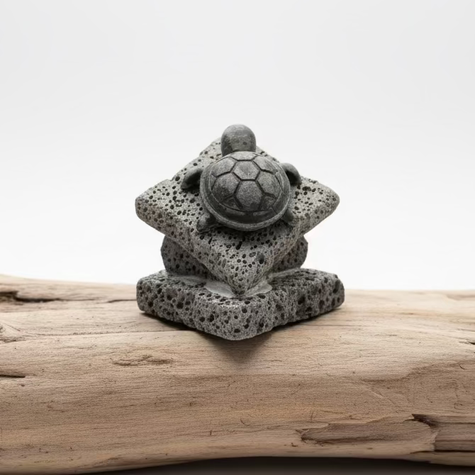 Pedra Tartaruga Vulcanica – Escultura Artesanal por Francisco