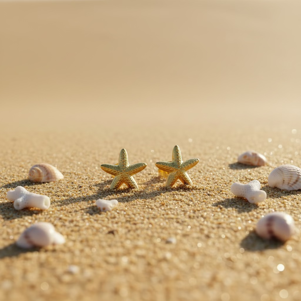 Brincos estrela do mar dourado