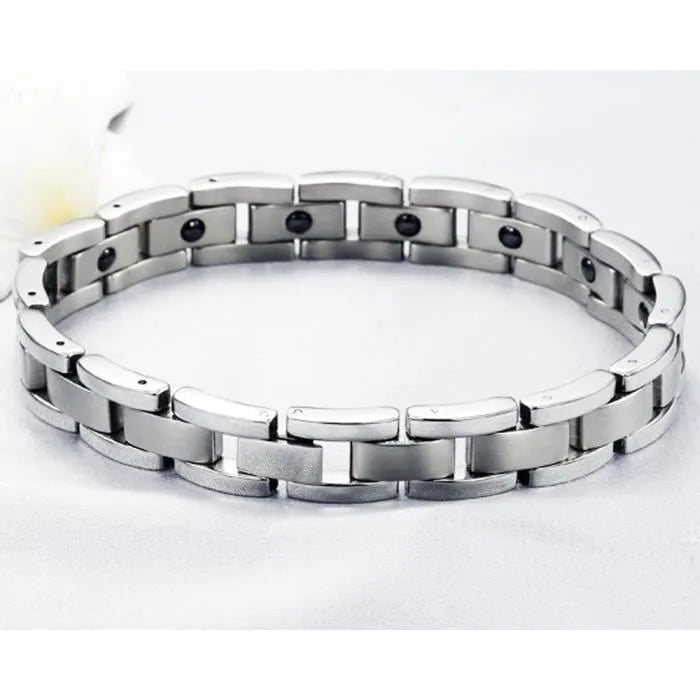 Pulseira de Homem em Aço Inoxidável, Terapia Magnética