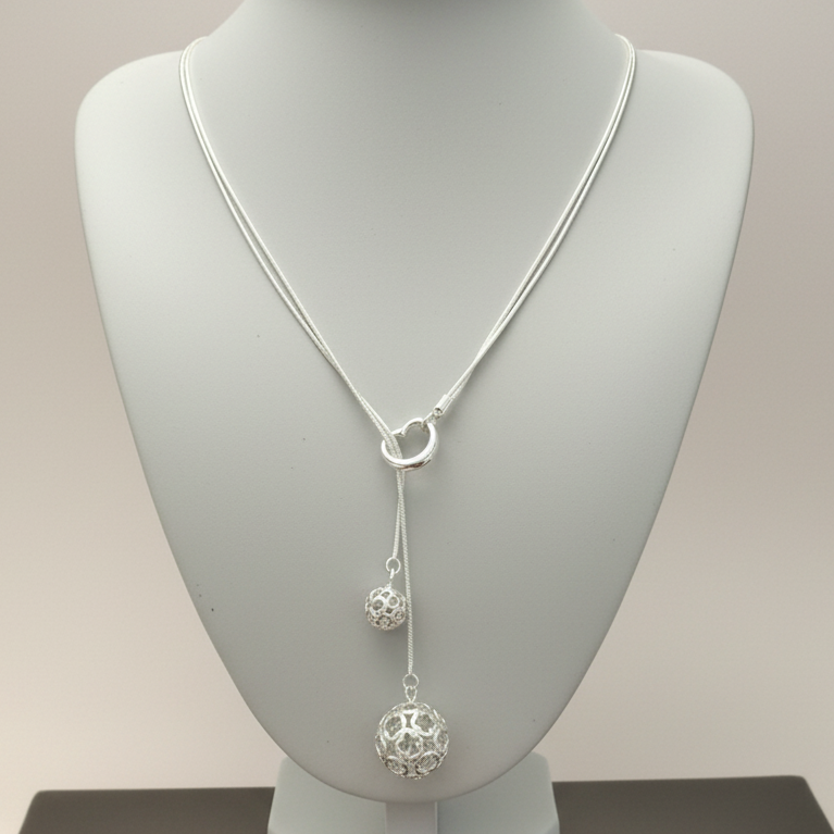 Ensemble collier et boucles d'oreilles pour femme type T&Co en argent 925
