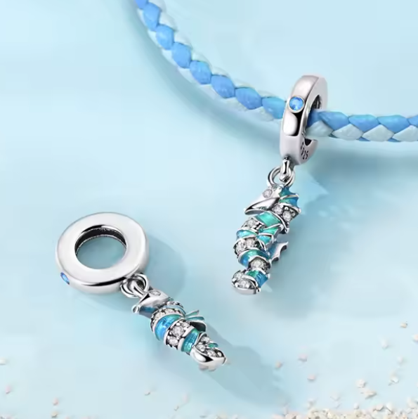 Perle en Argent 925, Hippocampe Tropical