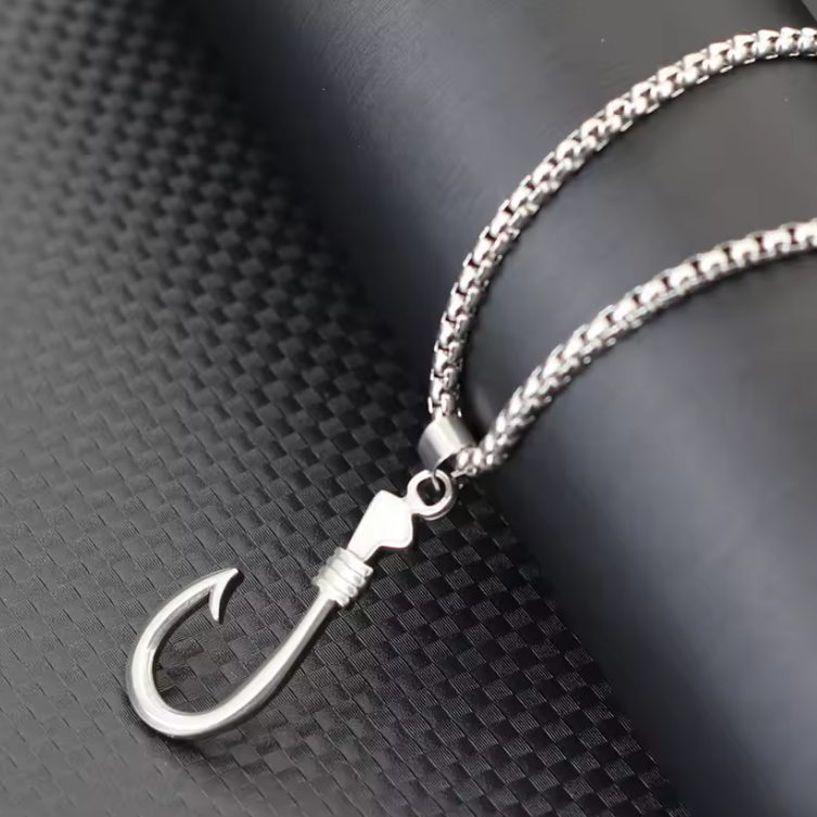 Colar de Homem em Aço Inoxidável, Anzol