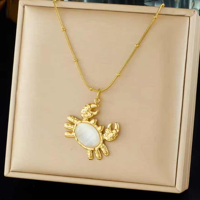Colar de Senhora em Aço Inoxidável , Caranguejo Dourado