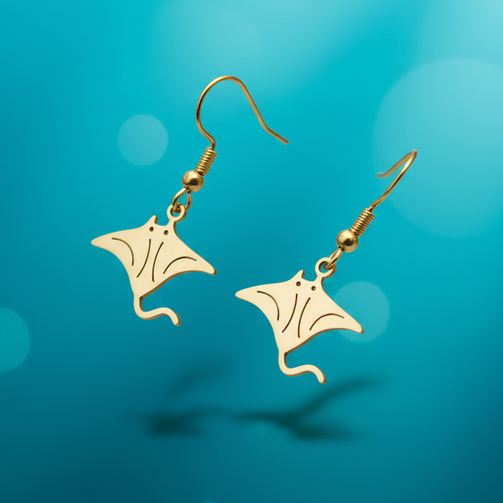 Brincos em Aço Inoxidável , Raia-Manta Ouro