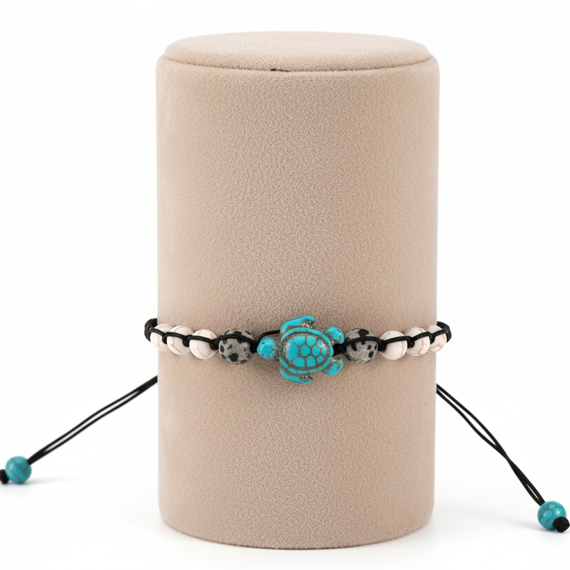 Pulseira Baby Turtle Turquesa Mar e Vida – Um Toque de Magia Vintage