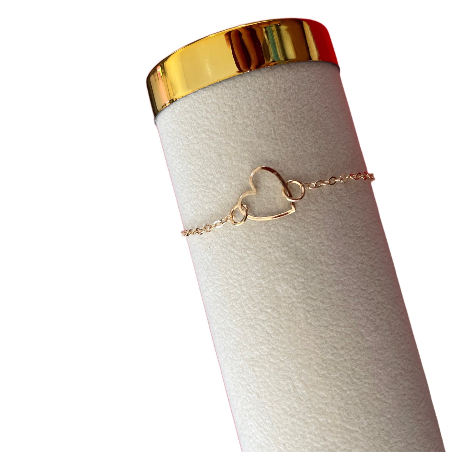 Pulseira de Senhora em Fantasia, Coração Oscilante Cor Ouro