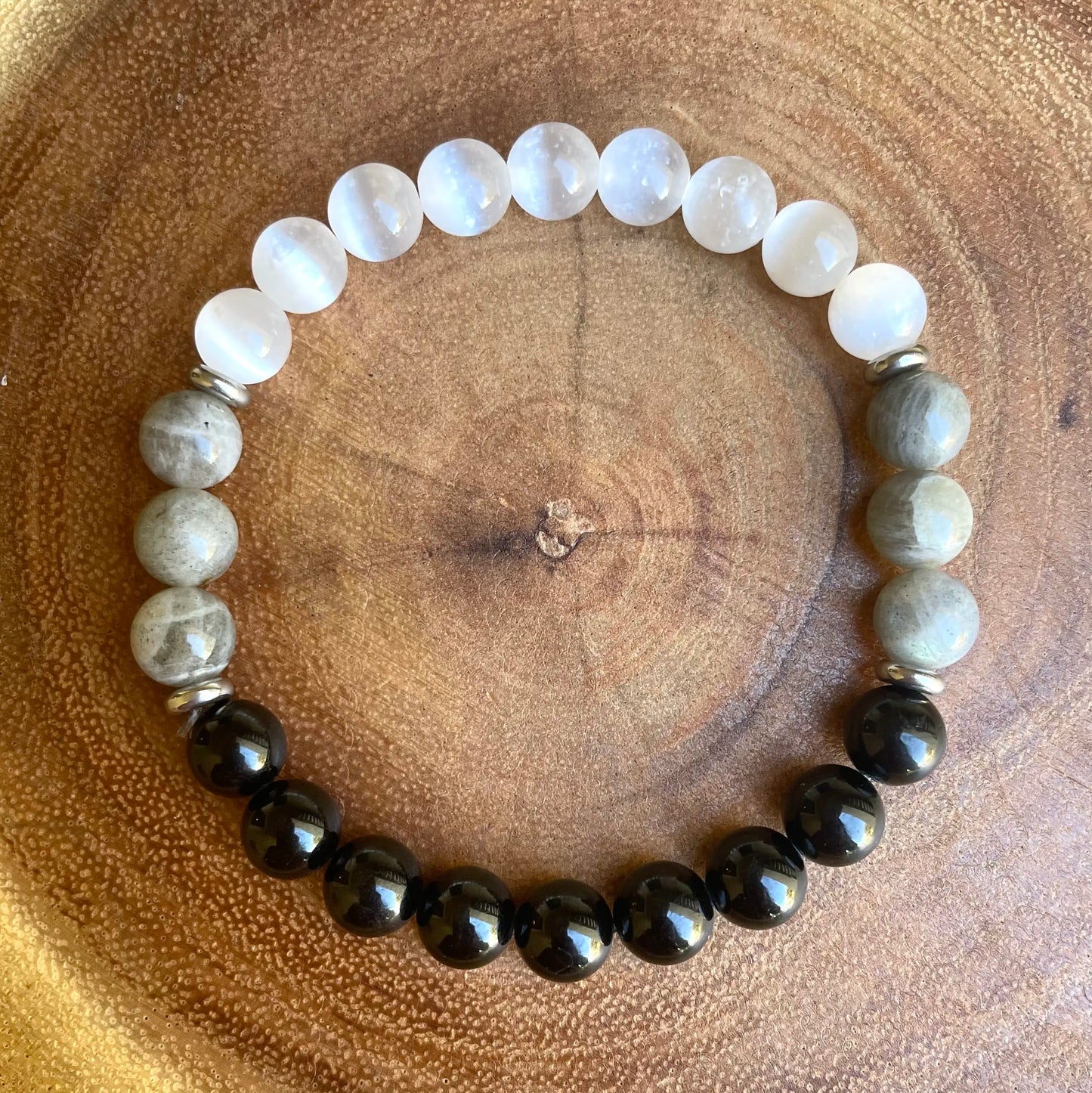 Pulseira Escudo de Proteção – A Sinergia da Turmalina, Labradorita e Selenite