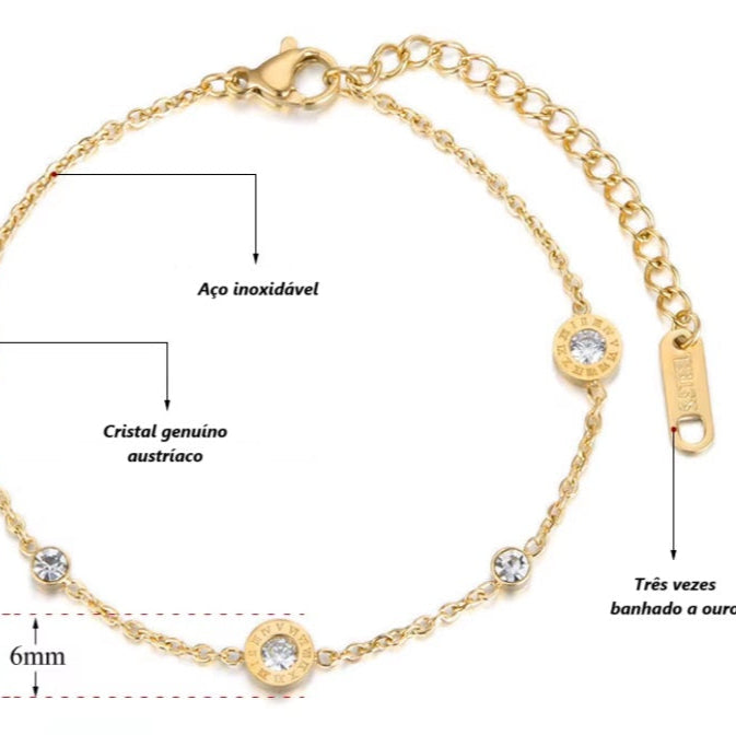 Pulseira de Senhora em Aço Inoxidável, Numeração Romana