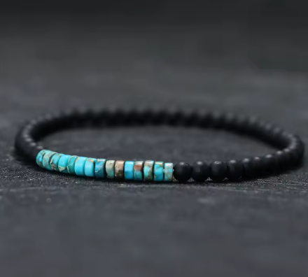 Pulseira com Pedra Black Onix e Imperador