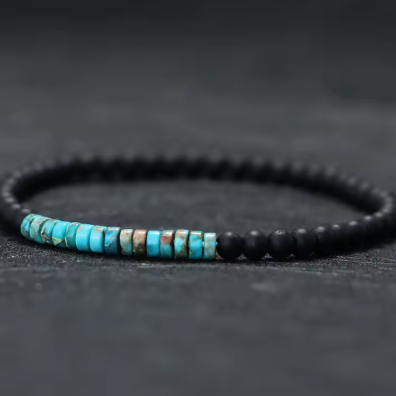 Pulseira "Deep Ocean" em Ónix Negro e Pedra Imperador – Elegância Natural