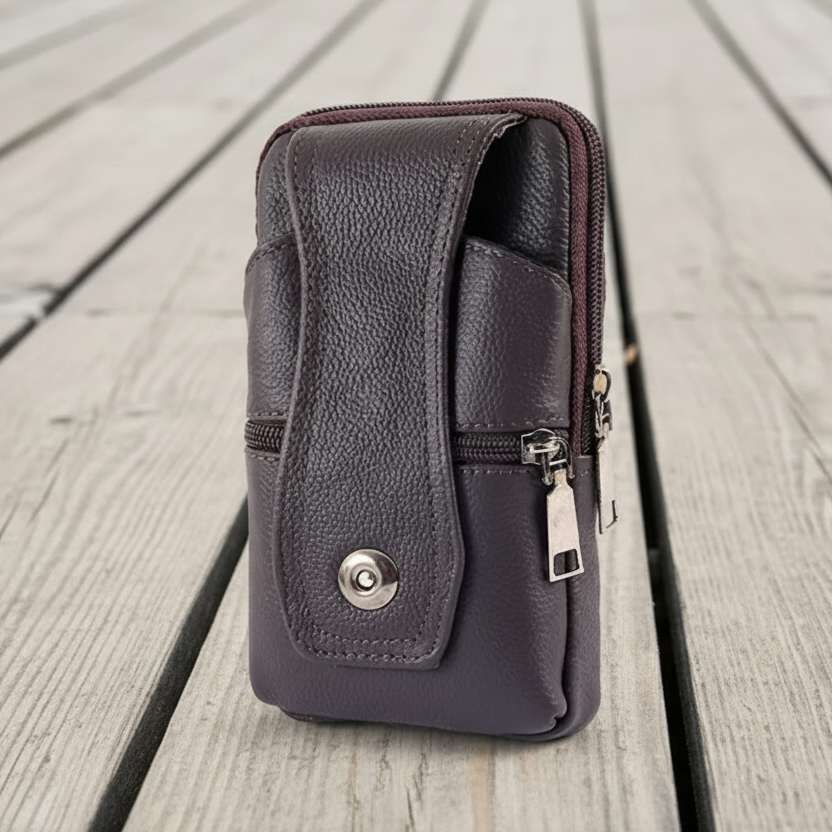 Bolsa de Cintura Vertical em Couro PU – Organização Máxima num Design Compacto