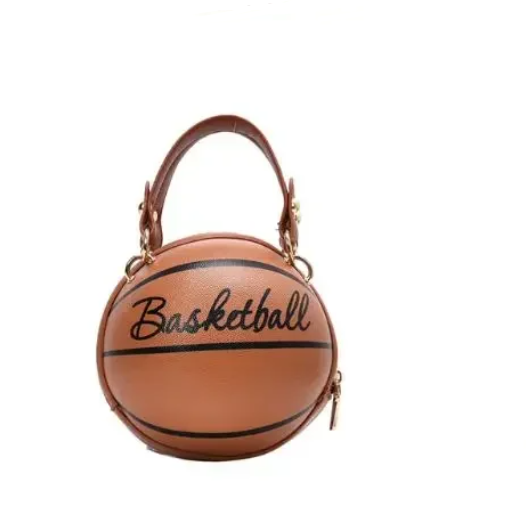 Bolsa Tote em Couro PU Castanho, Bola de Basketball