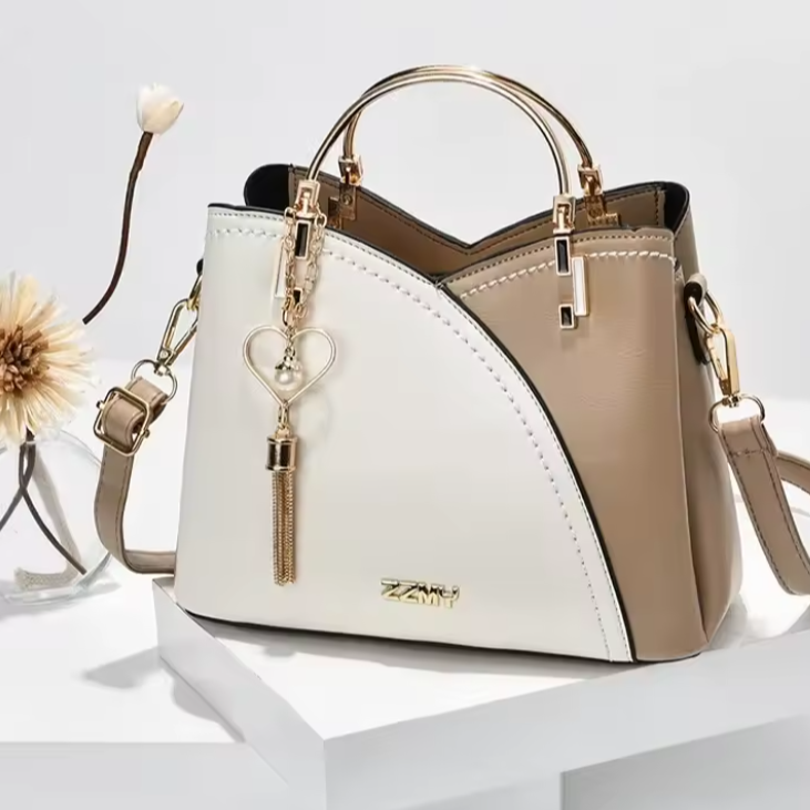 Mala ZZMY Color-Block – Elegância em Bege e Branco