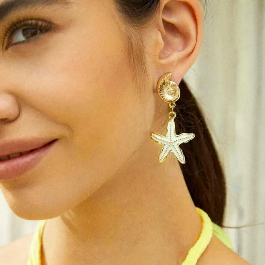 Brincos de Senhora com Pingente Estrela-do-Mar