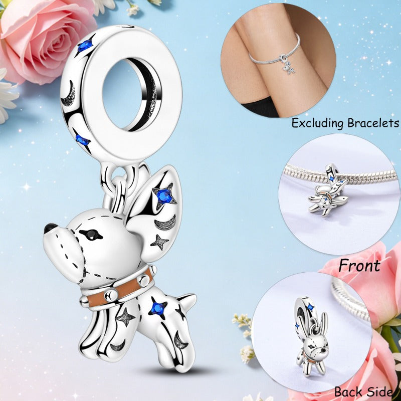 Sterling Silver Bead, French Bulldog