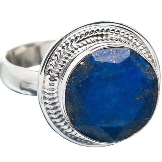 Anel de Prata com Pedra Natural Lápis Lazuli T : 8