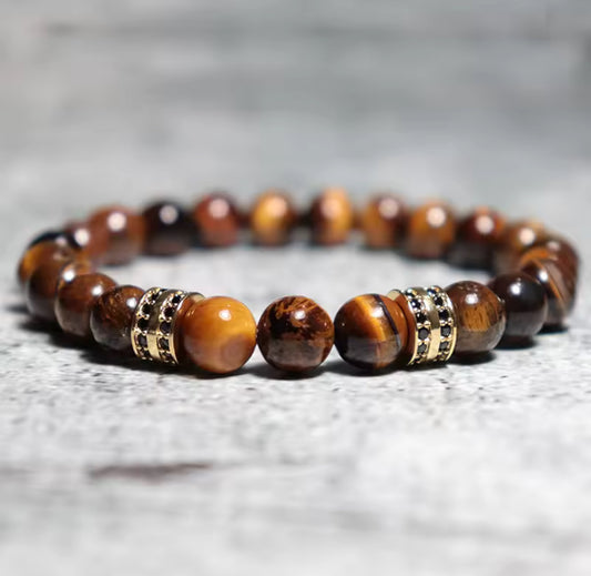 Pulseira de Homem com Pedras Olho de Tigre
