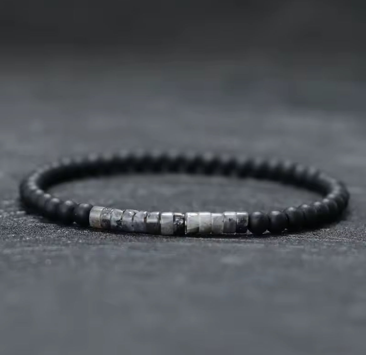 Pulseira de Homem com Pedra Black Flash (Granito)