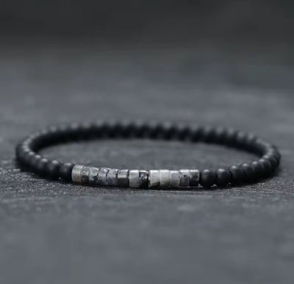 Pulseira de Homem com Pedra Black Flash (Granito)