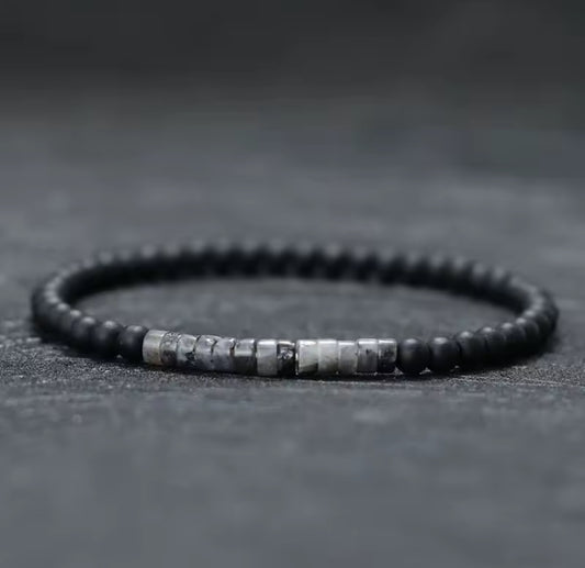Pulseira de Homem com Pedra Black Flash (Granito)