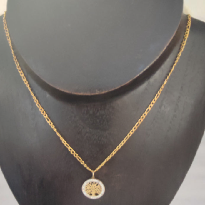 Colar de Senhora Banhado a Ouro 10K com Pendente Àrvore da Vida