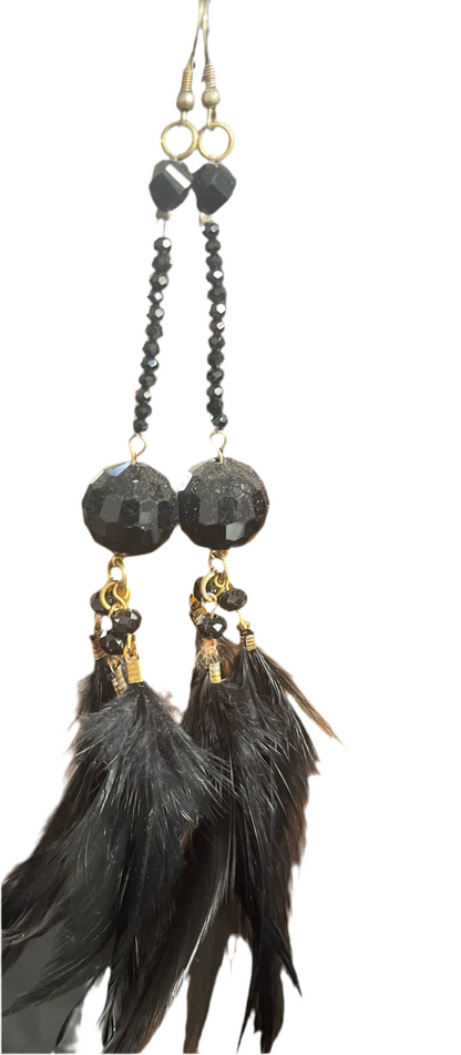 Brincos de Senhora com Penas feito na Tailândia, Grandes