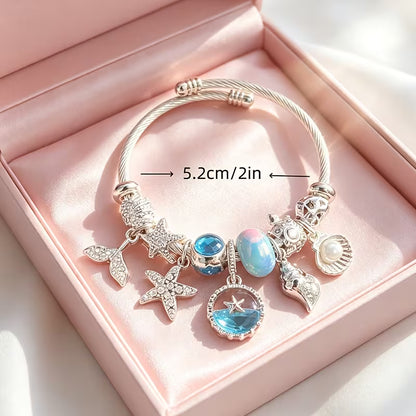 Bracelet Ocean Treasure – Câble en acier 304L avec breloques marines