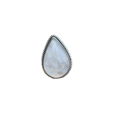 Anel de Prata com Pedra Natural Lua T:9,25