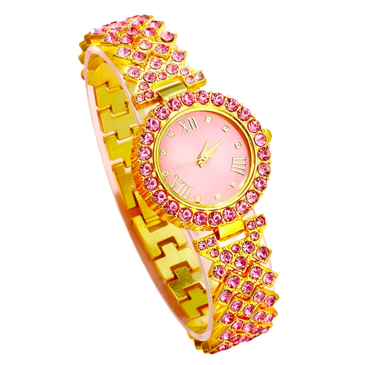 Relógio de Criança em Aço Inoxidável Rosa/Dourado
