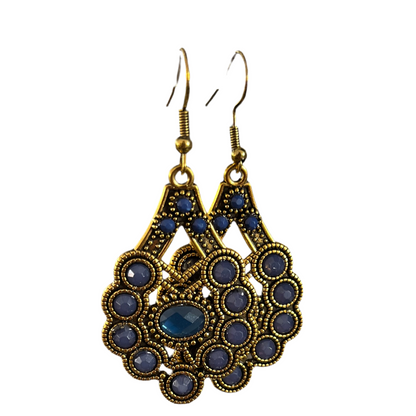 Brincos Boho Estilo Vintage com Pedra Branca e Zircónia