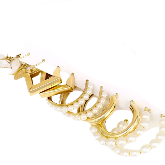 Conjunto de Argolas em Fantasia, 5 Pares (Branco)