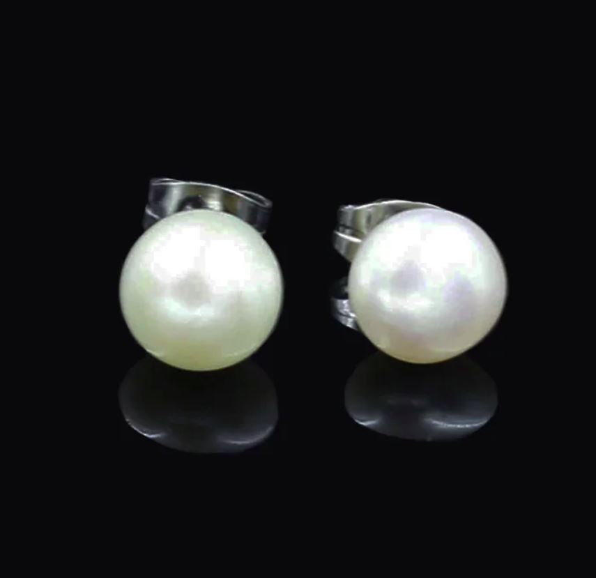 Brincos de Senhora com Pérola de Água Doce em Aço Inoxidável