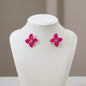 Boucles d'oreilles Obega fantaisie pour femme, fleur rose shocking