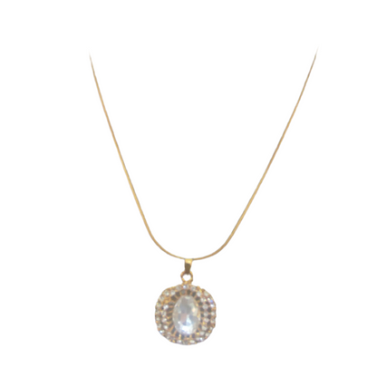 Colar de Senhora Laminado a Ouro 10K com Pendente Pedra