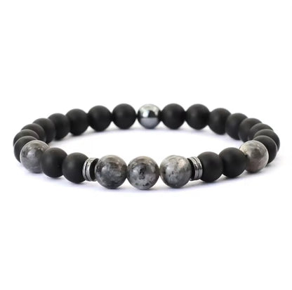 Pulseira de Homem com Pedra Hematite, Ónix e Flash Preta