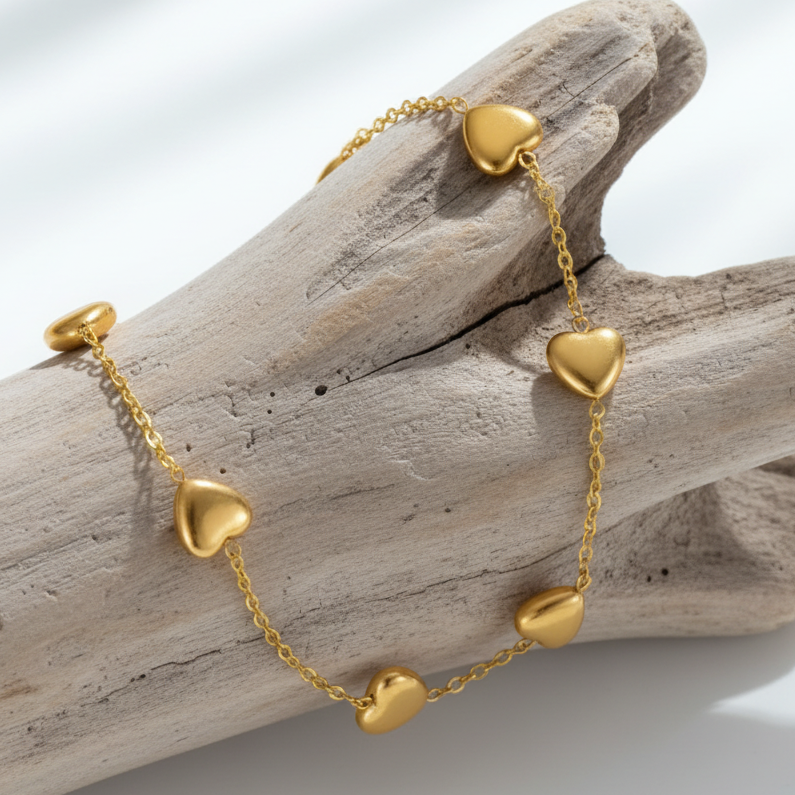 Bracelet pour femme en acier inoxydable, cœur