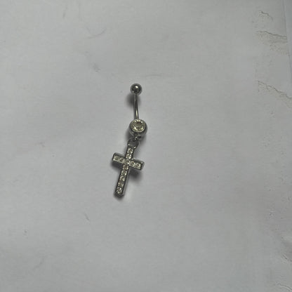 Piercing de umbigo em aço inoxidável com Cruz