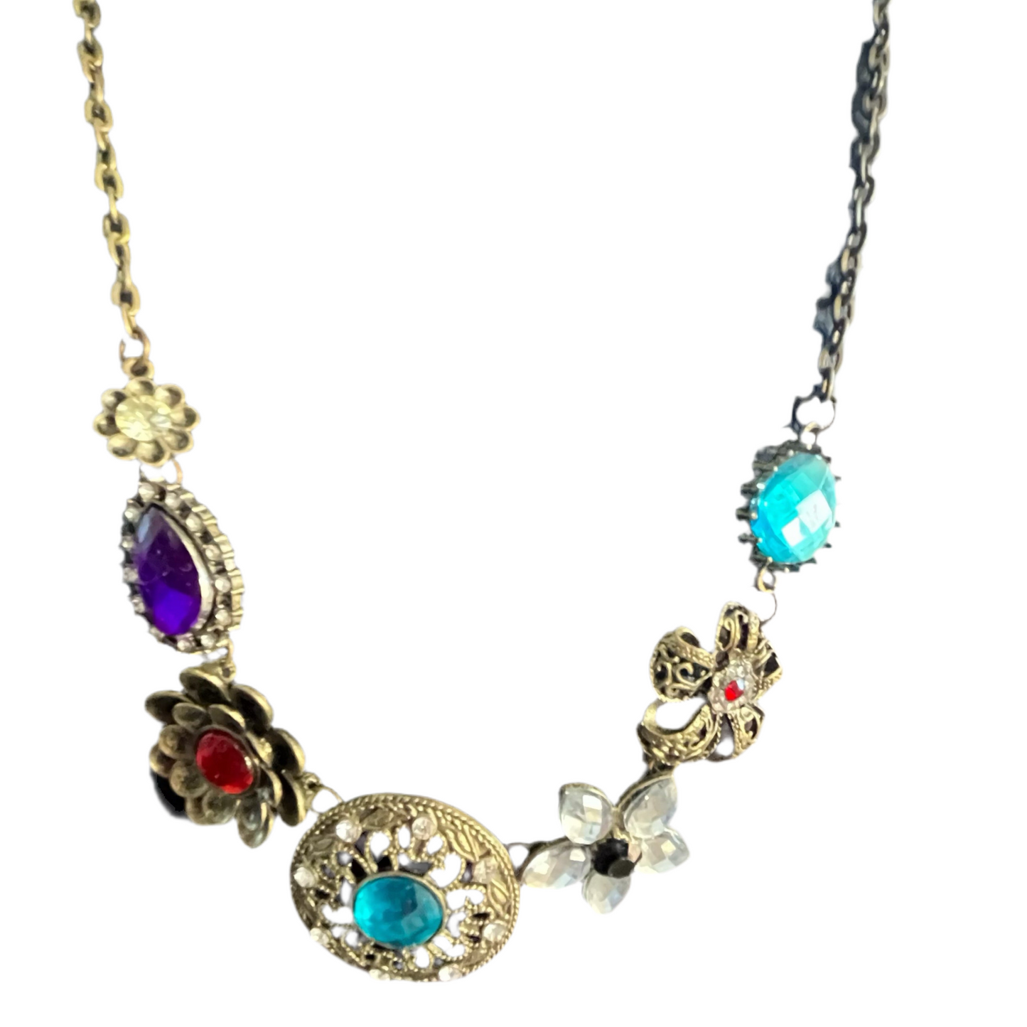 Colar de Senhora, Vintage com Flores de Cristais Estilo Europeu