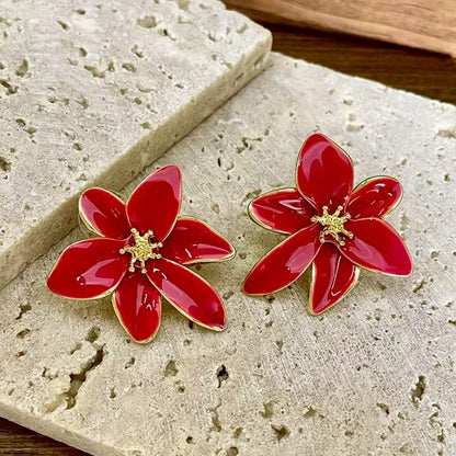 Boucles d'oreilles fleur pour femme en cuivre, hypoallergéniques