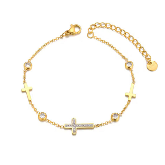 Pulseira de Senhora em Aço Inoxidável, Cruz