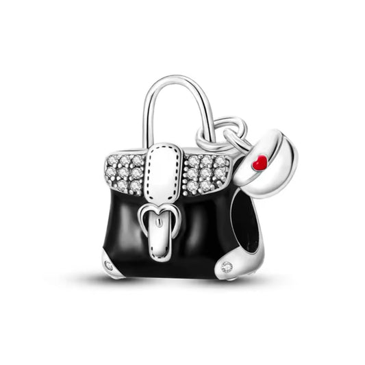 Conta em Prata 925, Mala: I Love Shopping